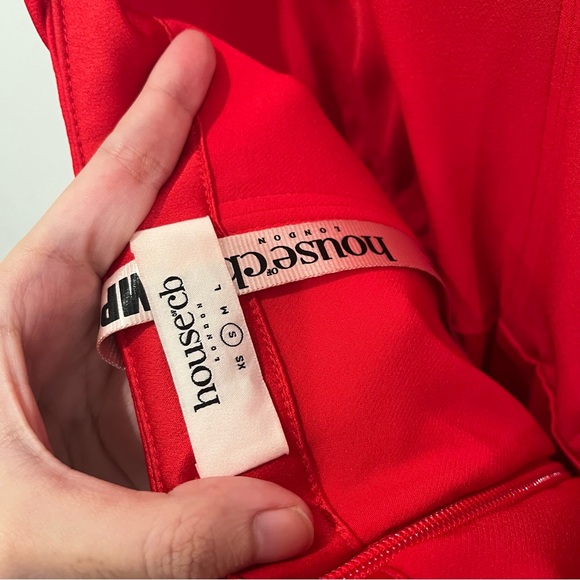 NWT House of CB Maxi Dress Red Satin Adrienne Strapless Holiday Wedding Guest S - Picture 10 of 10